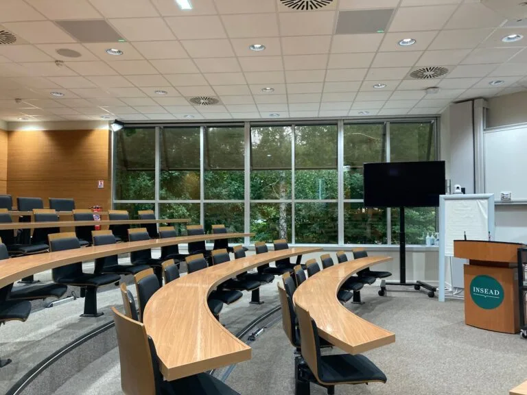 The empty lecture theatre at INSEAD Business School