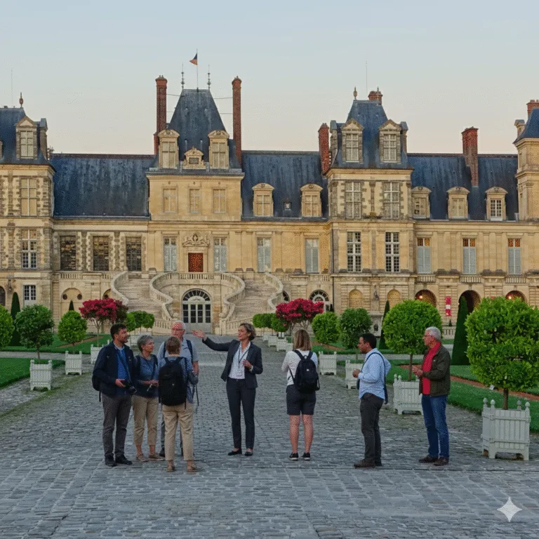Visite guidée au château de Fontainebleau, France.