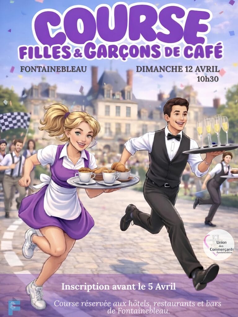 Affiche de la Course Filles et Garçons de Café à Fontainebleau, dimanche 12 avril à 10h30