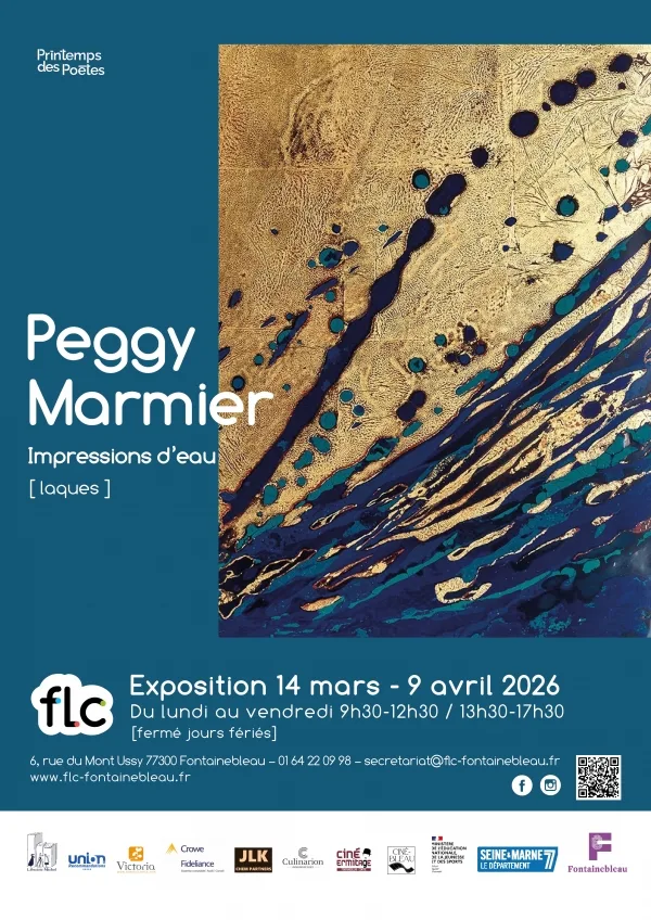 Poster der Ausstellung Impressions d'eau von Peggy Marmier - Lacke und Vergoldungen - FLC Fontainebleau