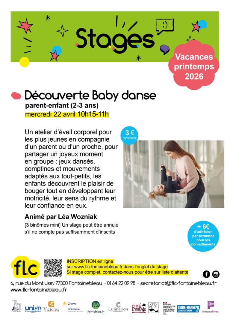 Stage FLC Découverte Baby danse parent-enfant — Fontainebleau 22 avril 2026