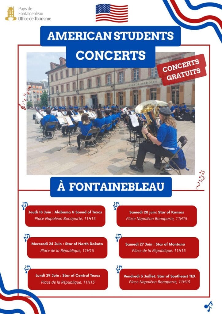 Affiche American Students Concerts 2026 à Fontainebleau, concerts gratuits à l'église Saint-Louis