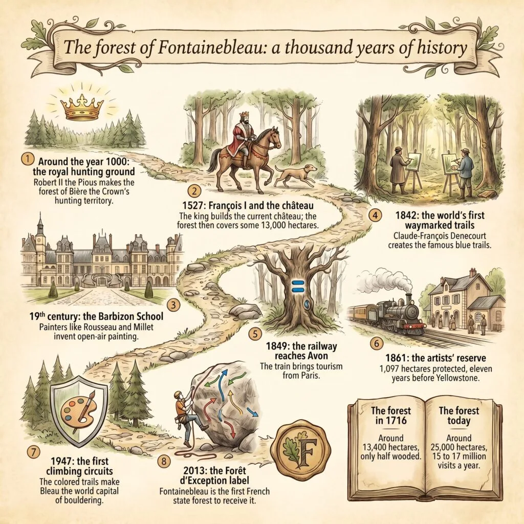 Computer graphics: a thousand years of history in the Forest of Fontainebleau, from the Royal Forest to the Outstanding Forest label