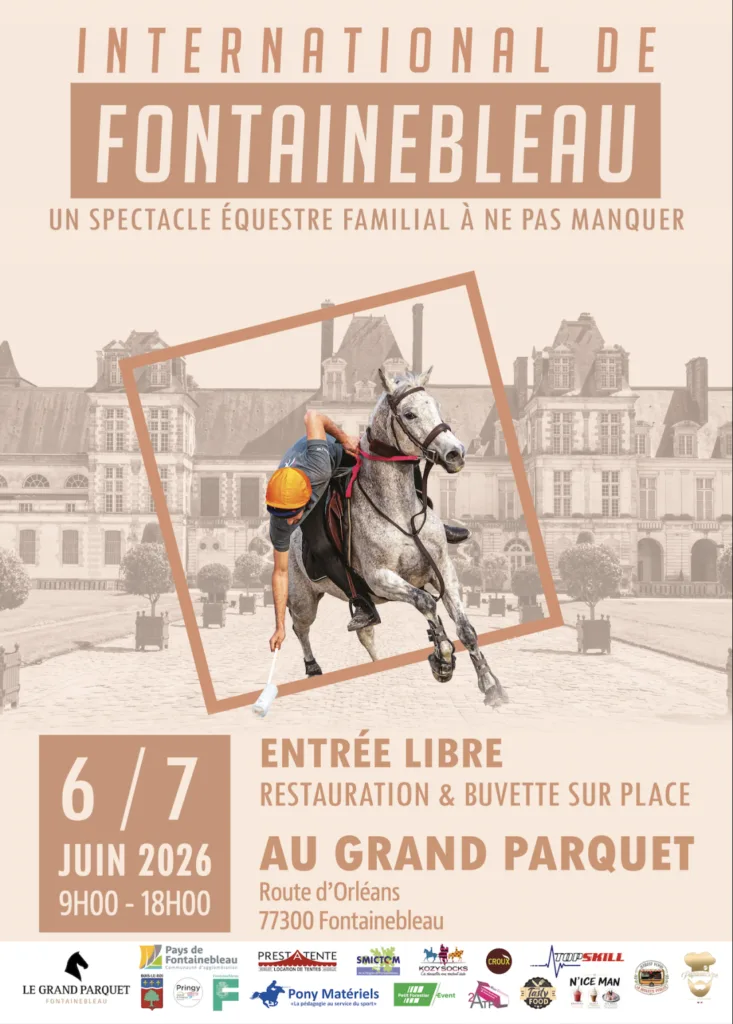Affiche de la competition internationale de Pony-Games au Grand Parquet de Fontainebleau