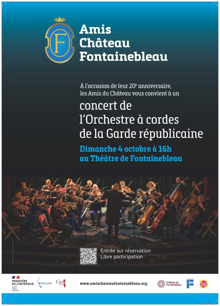 Poster for the concert by the Republican Guard String Orchestra in Fontainebleau