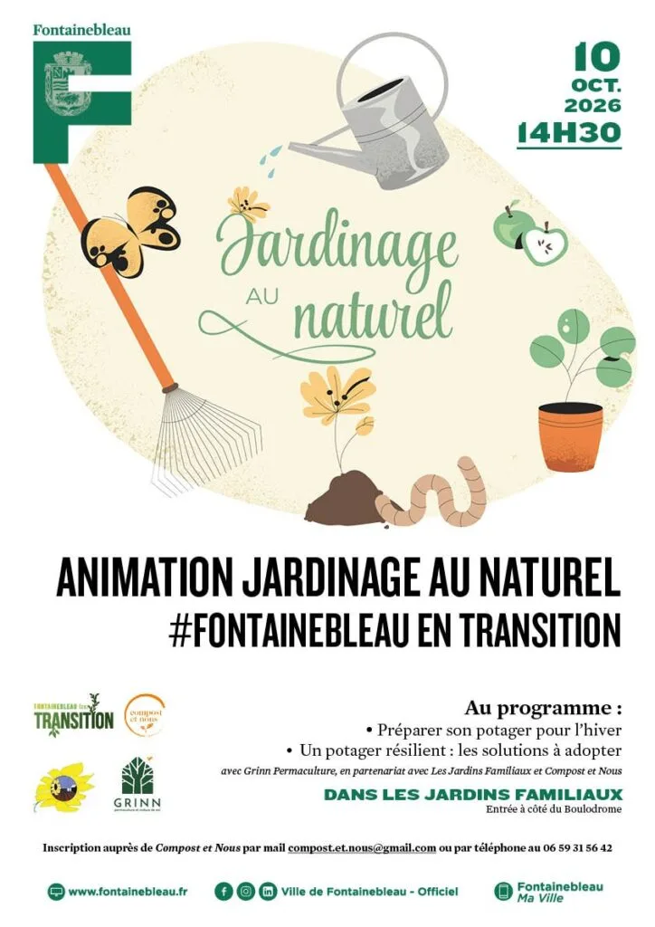 Animation jardinage au naturel aux Jardins familiaux de Fontainebleau, octobre 2026