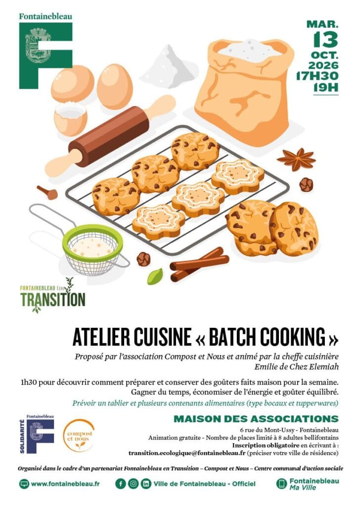 Atelier cuisine batch cooking à la Maison des Associations de Fontainebleau