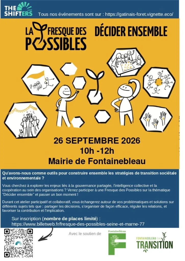Fresque des Possibles Décider ensemble par les Shifters Sud 77 à la mairie de Fontainebleau