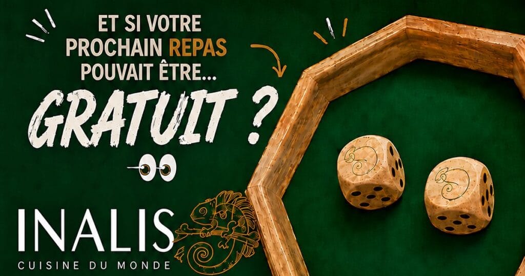 Dés du jeu Inalis à Fontainebleau, deux caméléons pour un repas offert