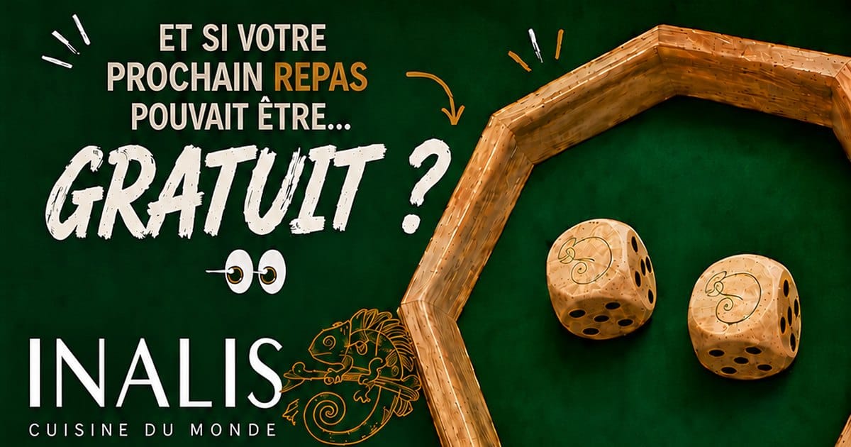 Dés du jeu Inalis à Fontainebleau, deux caméléons pour un repas offert