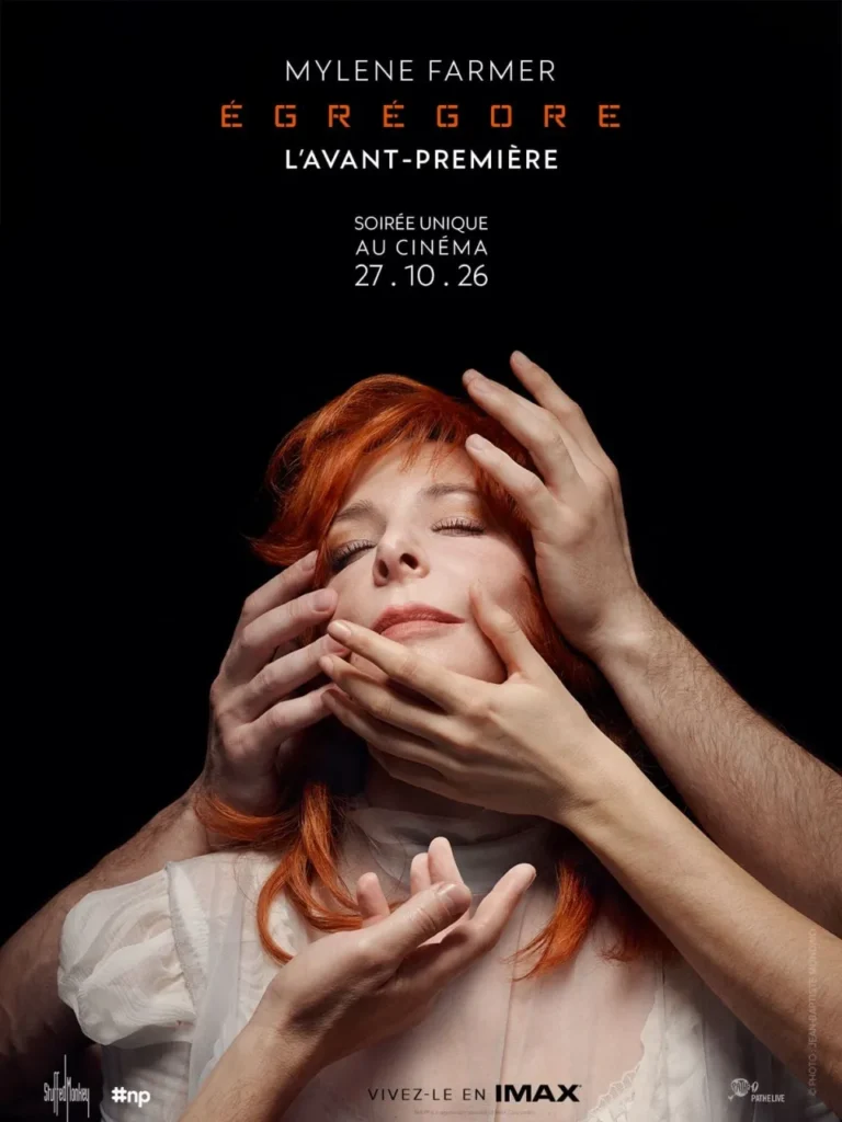 Poster for Mylène Farmer’s *Égrégore*, preview screening at the CinéParadis in Fontainebleau