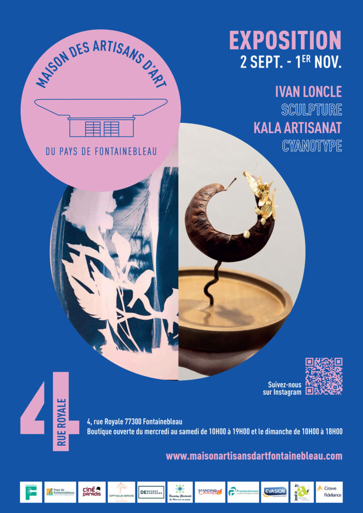 Plakat zur Ausstellung „Ivan Loncle und Kala – Kunsthandwerk“ im Maison des Artisans d’art in Fontainebleau