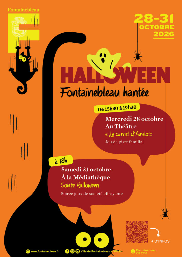 Programme Halloween Fontainebleau hantée, du 28 au 31 octobre 2026, théâtre et médiathèque