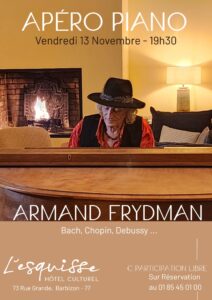 Plakat für den „Apéro piano“ von Armand Frydman im „L’esquisse“, Freitag, 13. November, um 19:30 Uhr